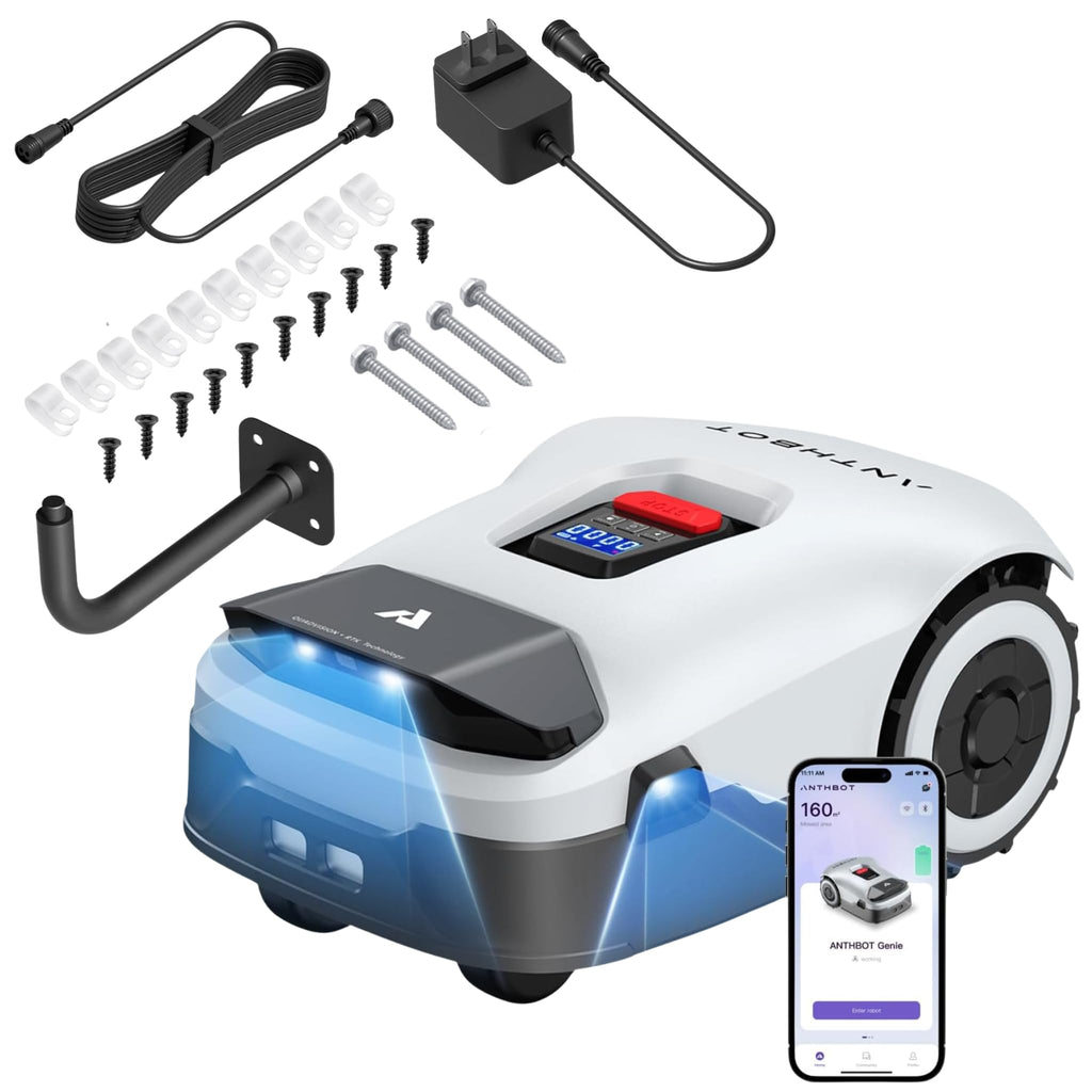 ANTHBOT Genie600 Robot Lawn Mower, Perimeter Wire Free, Full Band RTK+4-Eye Vision Robot Lawnmower, Recommended for 600 m², Max 800 m², Automatic Mapping, Accurate Obstacle Avoidance, APP Control