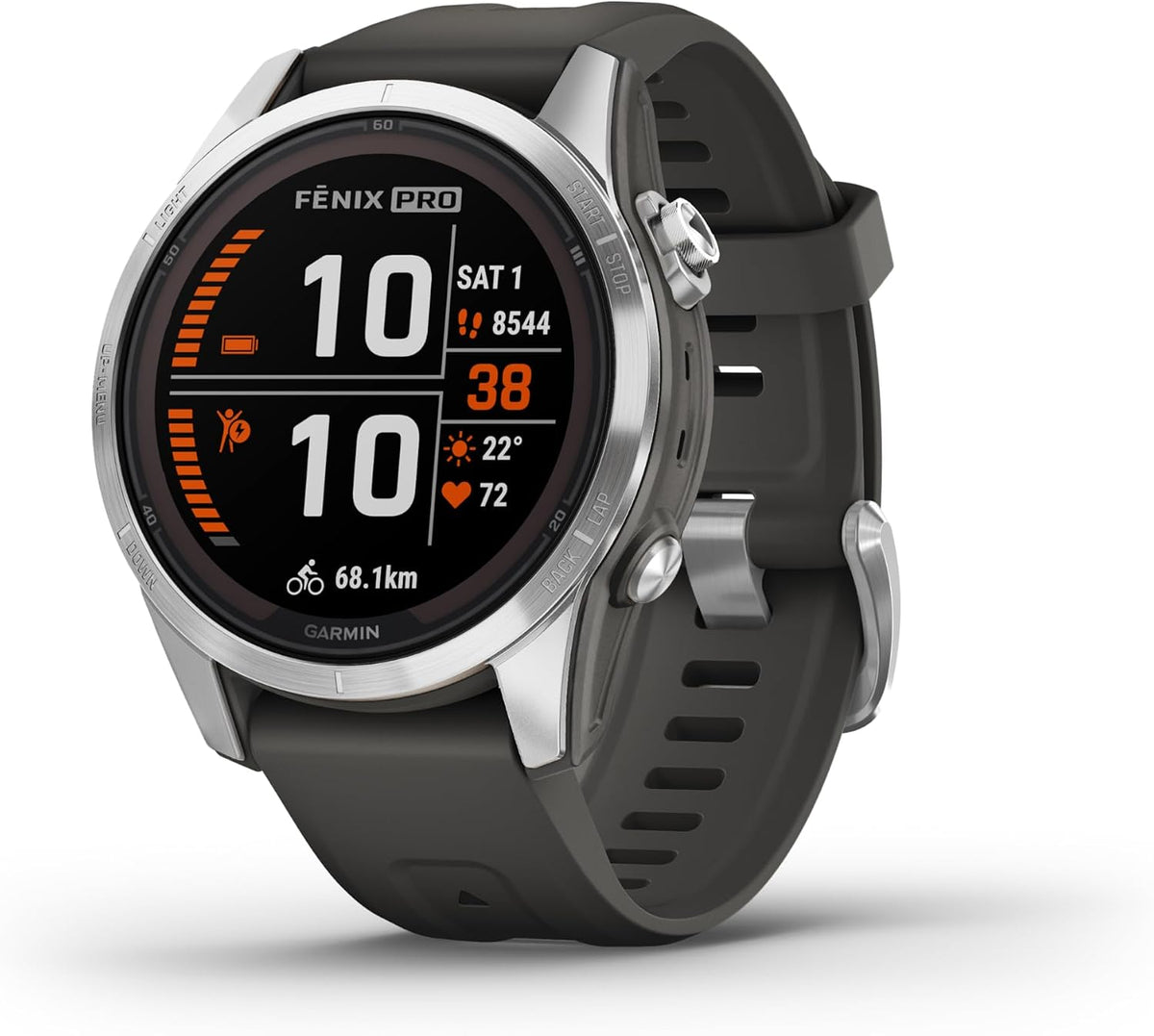Garmin [Renewed fēnix 7S PRO GPS 42mm Smaller Smartwatch, Multisport, Advanced Health & Training Features, Touchscreen & Buttons, up to 11 days battery life, Graphite (Renewed)