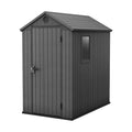 Keter Darwin 4x4 Outdoor Storage Shed - Green | Small Resin Garden Tool Shed | Wood-Effect Weatherproof Double-Wall with Skylight & Ventilation