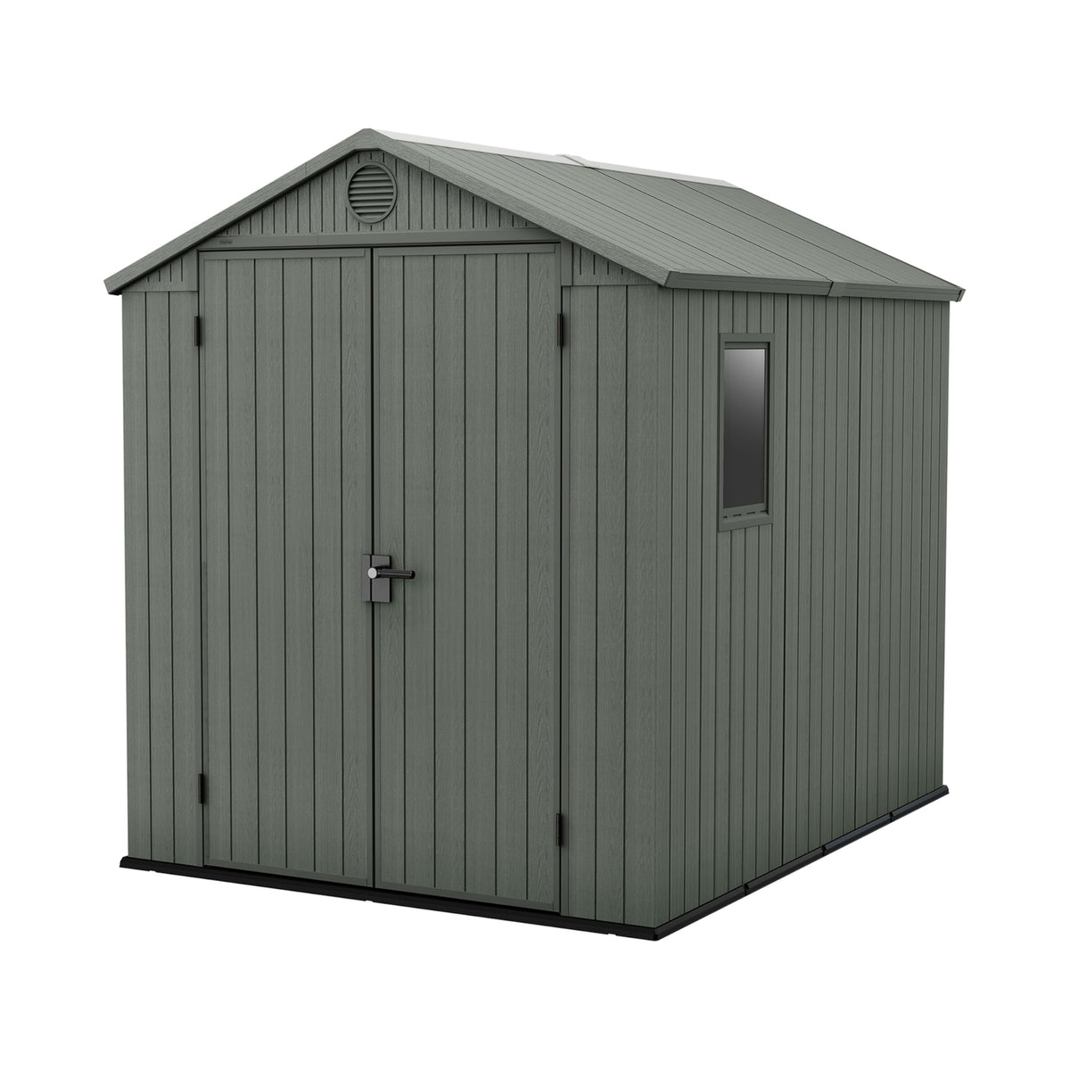 Keter Darwin 4x4 Outdoor Storage Shed - Green | Small Resin Garden Tool Shed | Wood-Effect Weatherproof Double-Wall with Skylight & Ventilation