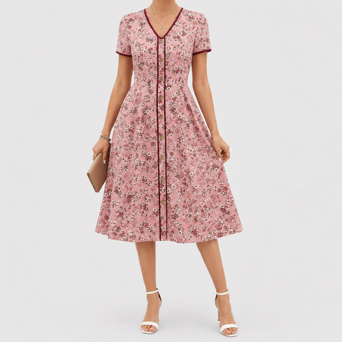 The Ava Floral Button Dress
