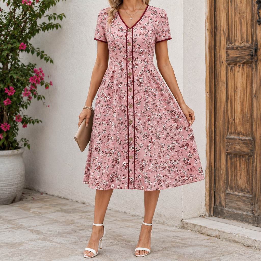 The Ava Floral Button Dress