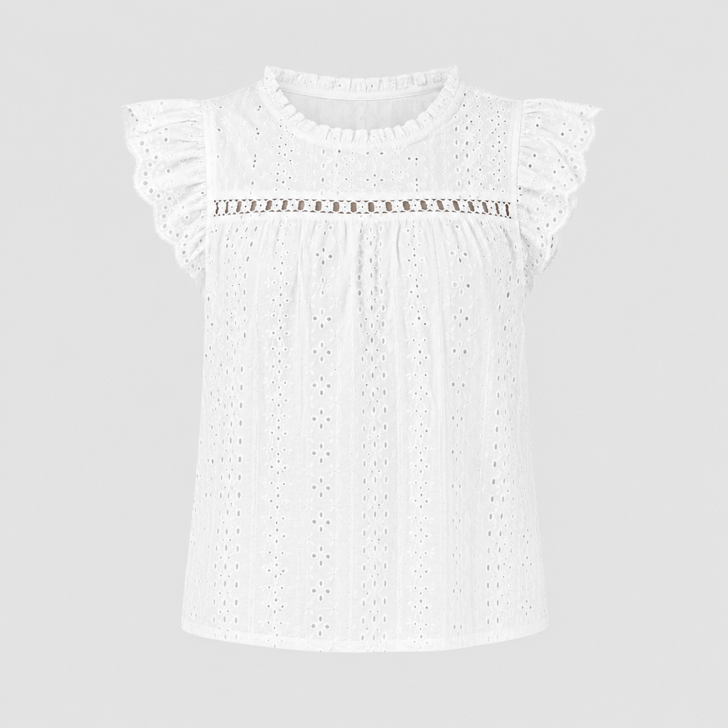 The Mathilde Eyelet Flutter Blouse