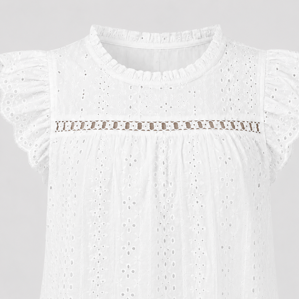 The Mathilde Eyelet Flutter Blouse