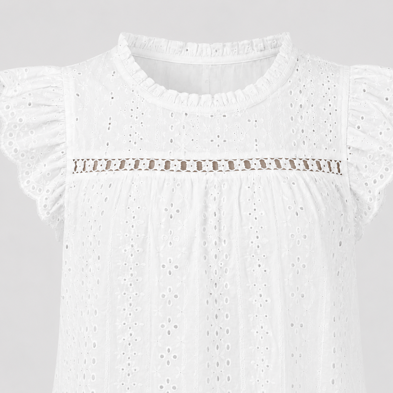 The Mathilde Eyelet Flutter Blouse