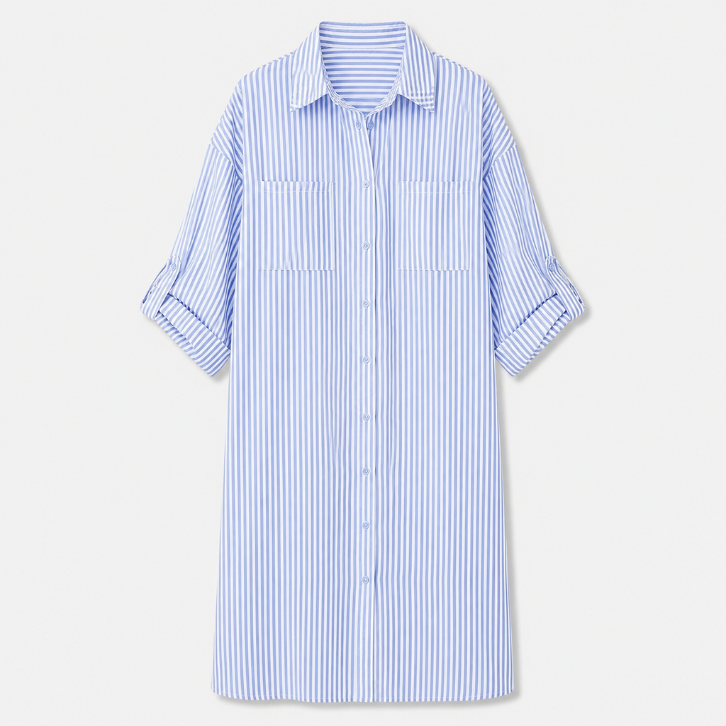The Nina Coastal Stripe Shirt Dress