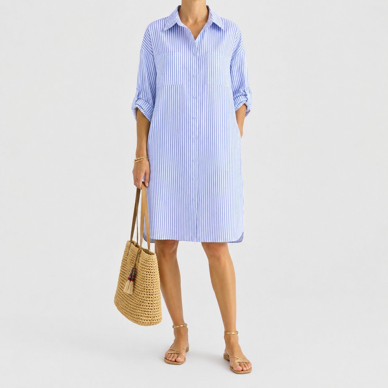 The Nina Coastal Stripe Shirt Dress