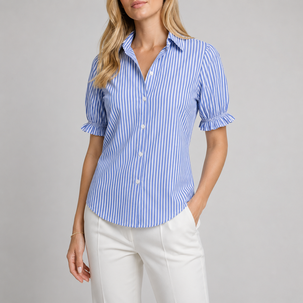 The Sophia Stripe Puff Blouse